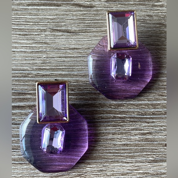 Anthropologie Jewelry - Purple clear earrings A335